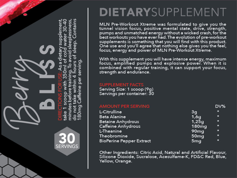 MLN Pre-Workout Xtreme Berry Bliss