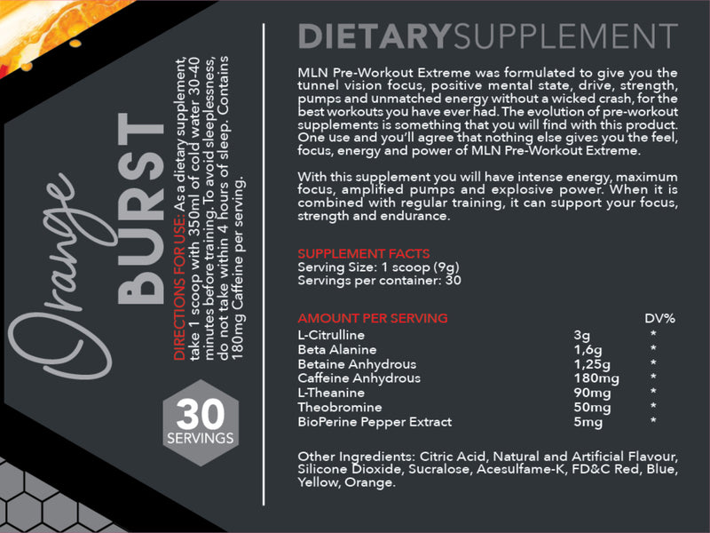 MLN Pre-Workout Xtreme Orange Burst