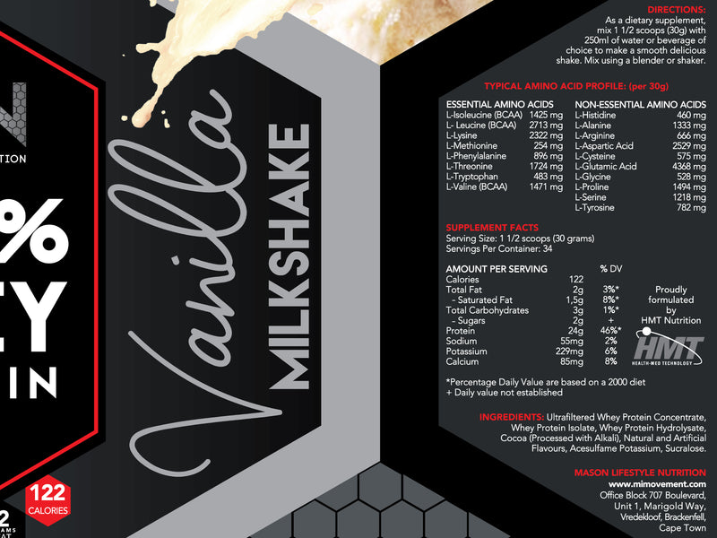 MLN 100% Whey Protein Vanilla Milkshake 2kg